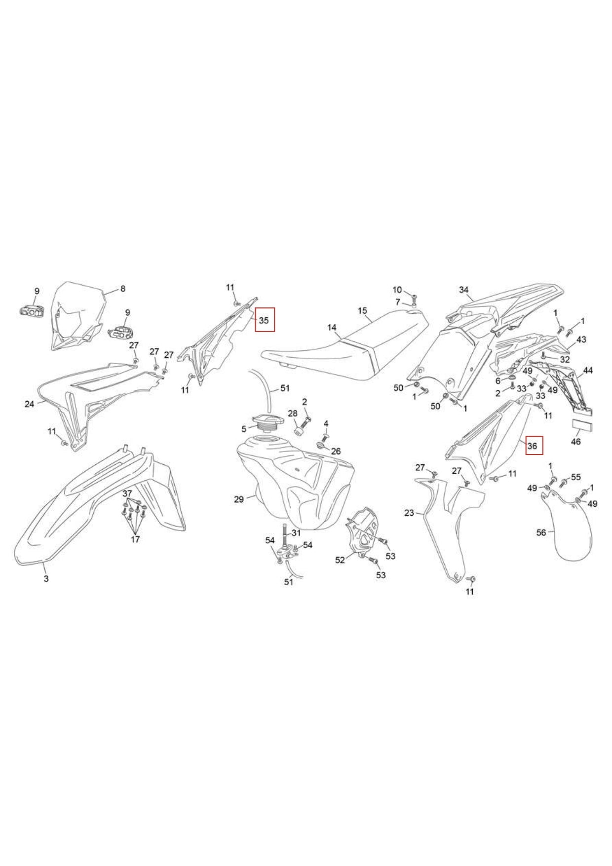 TAPA LATERAL TRASERA SHERCO FACTORY 50cc