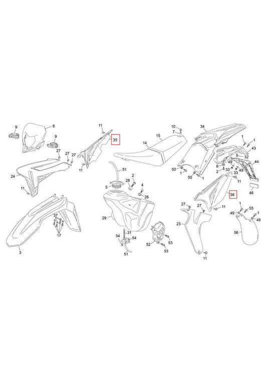 TAPA LATERAL TRASERA SHERCO FACTORY 50cc