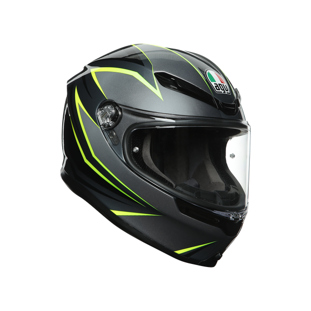 CASCO AGV K6 FLASH GREY / BLACK / LIME