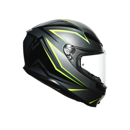 CASCO AGV K6 FLASH GREY / BLACK / LIME